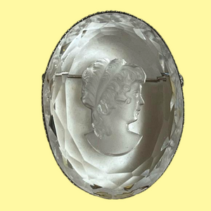 Vintage Etched Lucite Cameo Brooch